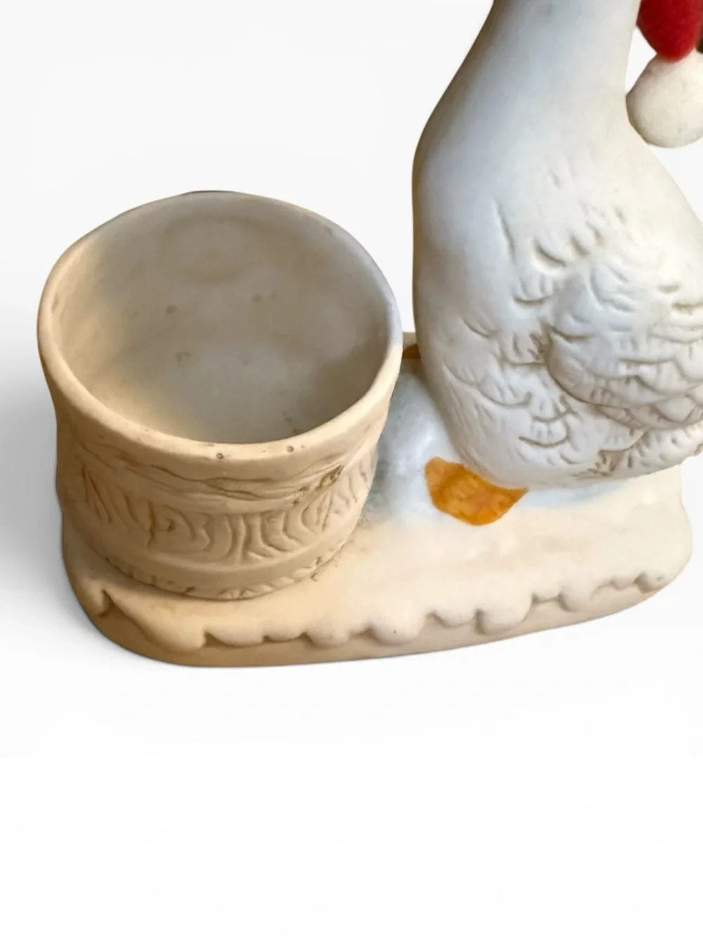 Vintage Ceramic Christmas Goose Planter (Or Toothpick/Candle Holder)